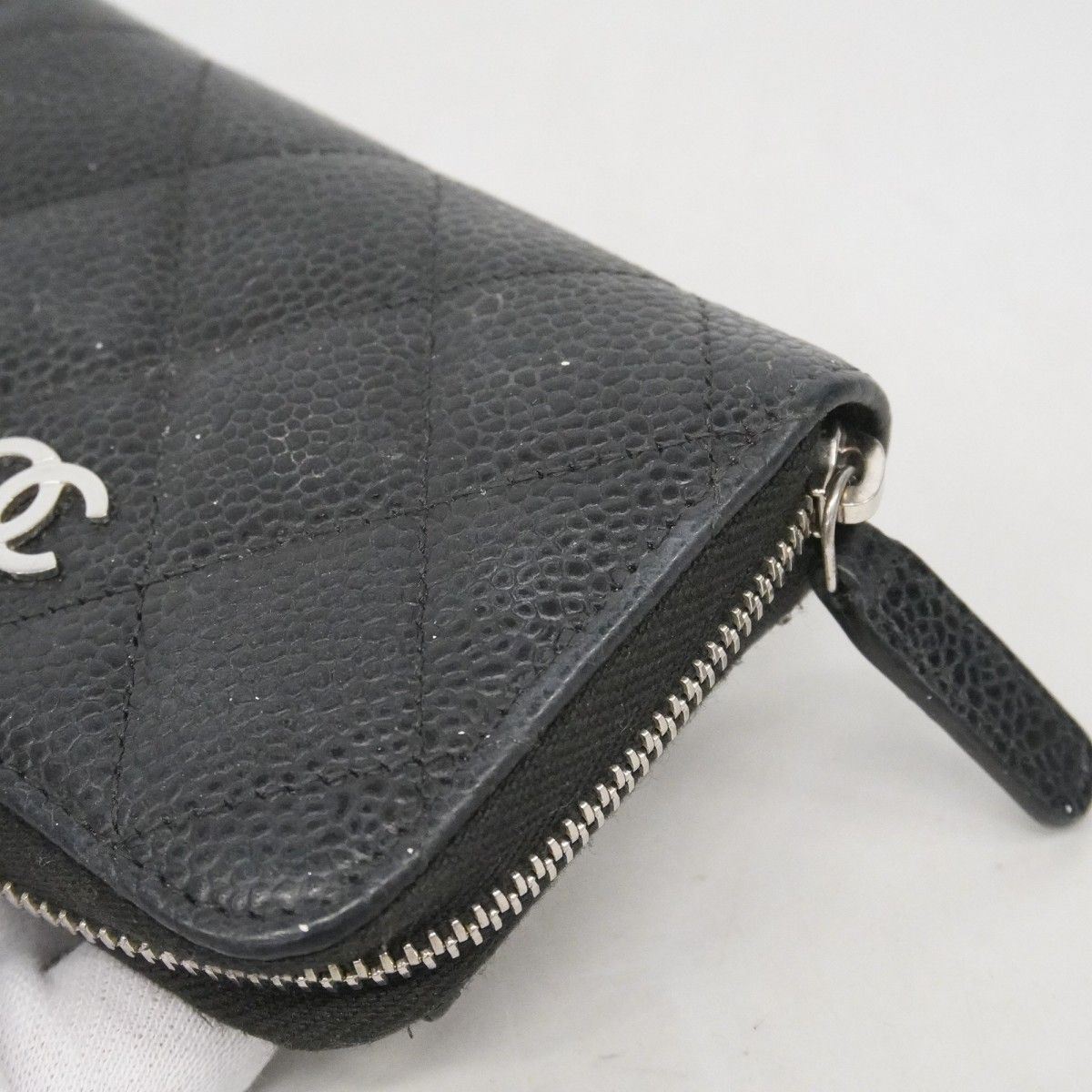 Chanel Coin Case Quilted Caviar Leather Black Silver — view 7
