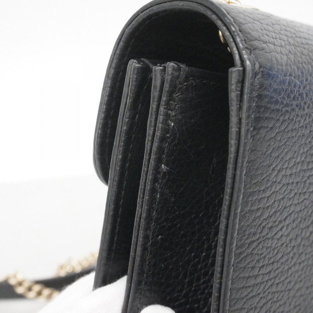Gucci Shoulder Bag GG Marmont Leather Black Gold — view 7