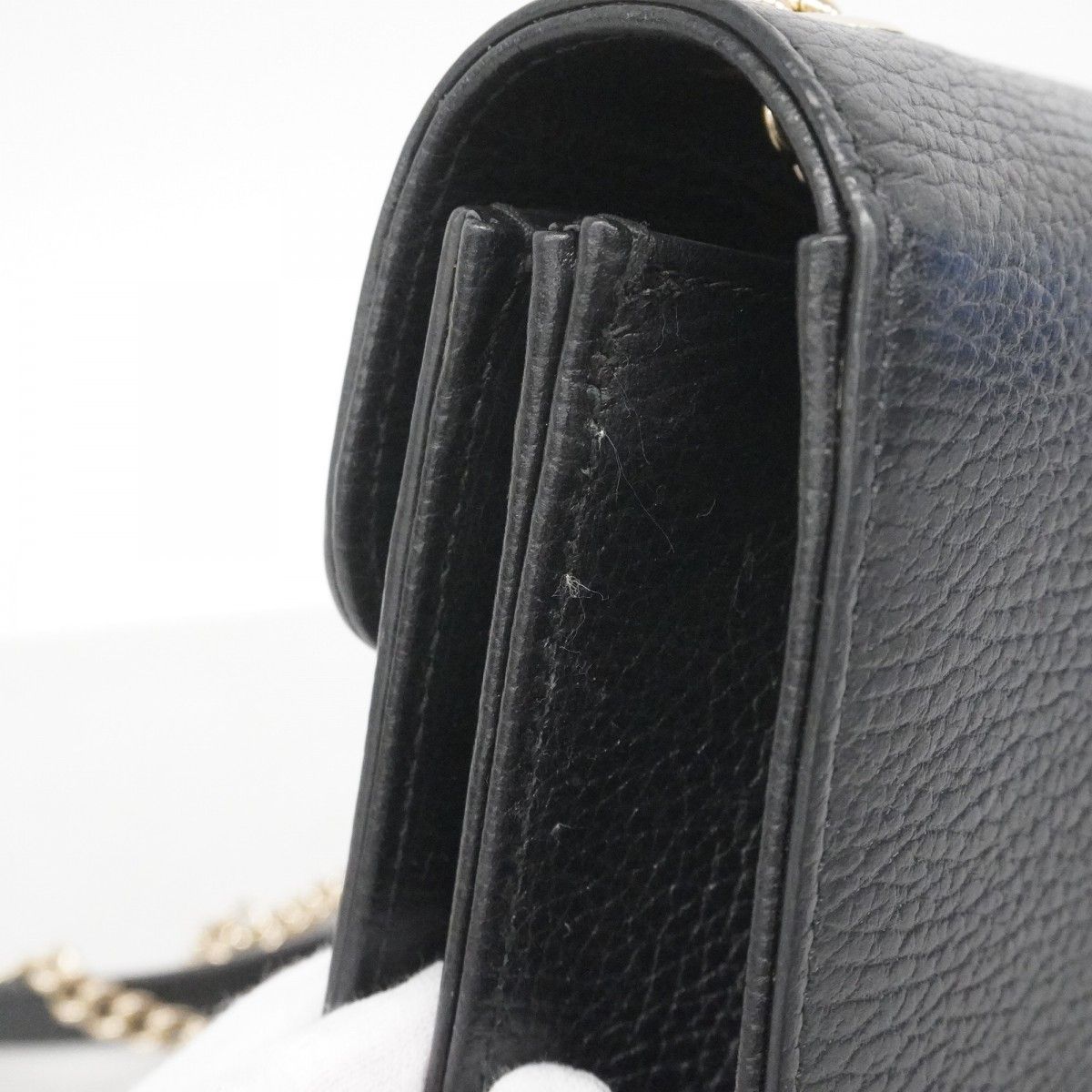 Gucci Shoulder Bag GG Marmont Leather Black Gold — view 7