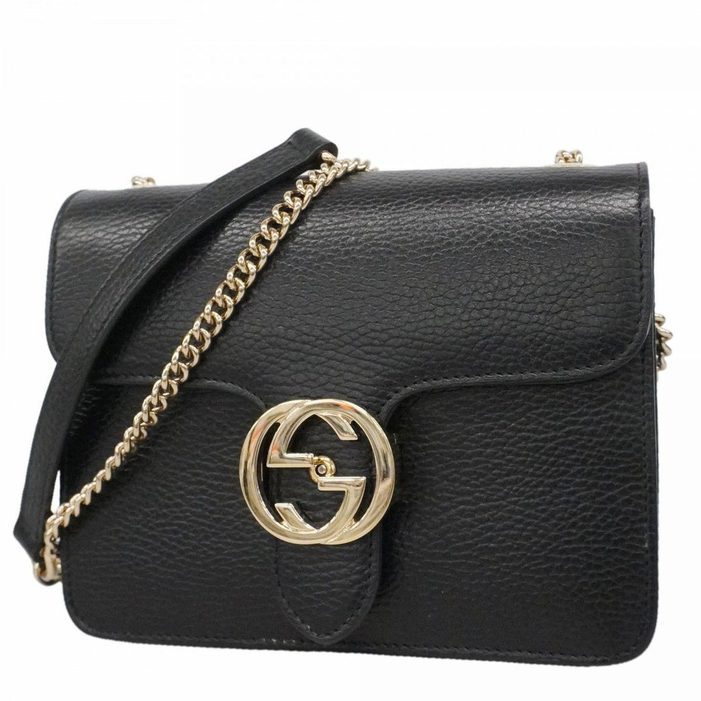 Gucci Shoulder Bag GG Marmont Leather Black Gold