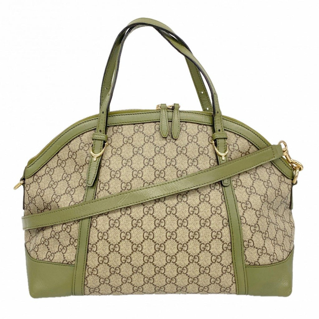 Gucci Handbag GG Supreme Brown Green Gold
