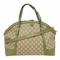 Gucci Handbag GG Supreme Brown Green Gold