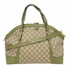 Gucci Handbag GG Supreme Brown Green Gold