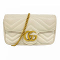 Gucci Shoulder Bag GG Marmont Leather White Gold