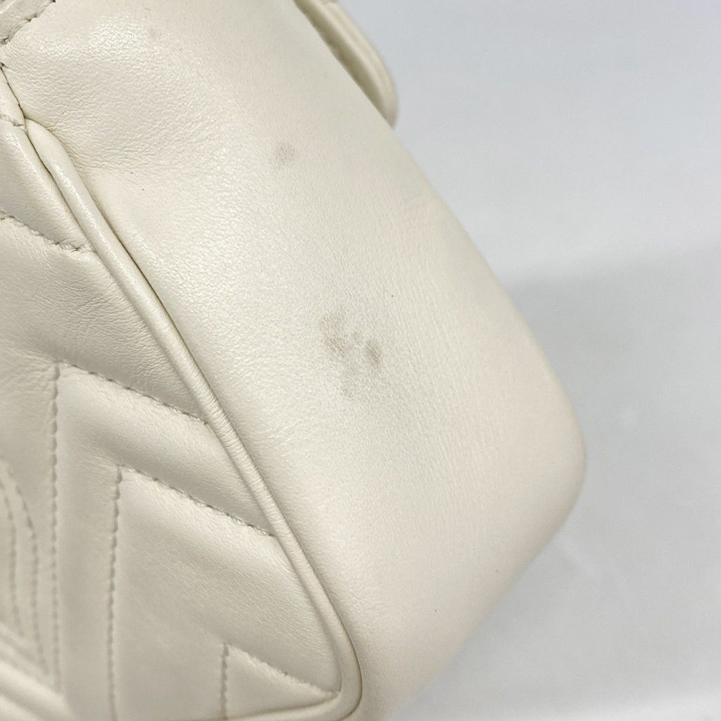 Gucci Shoulder Bag GG Marmont Leather White Gold — view 8