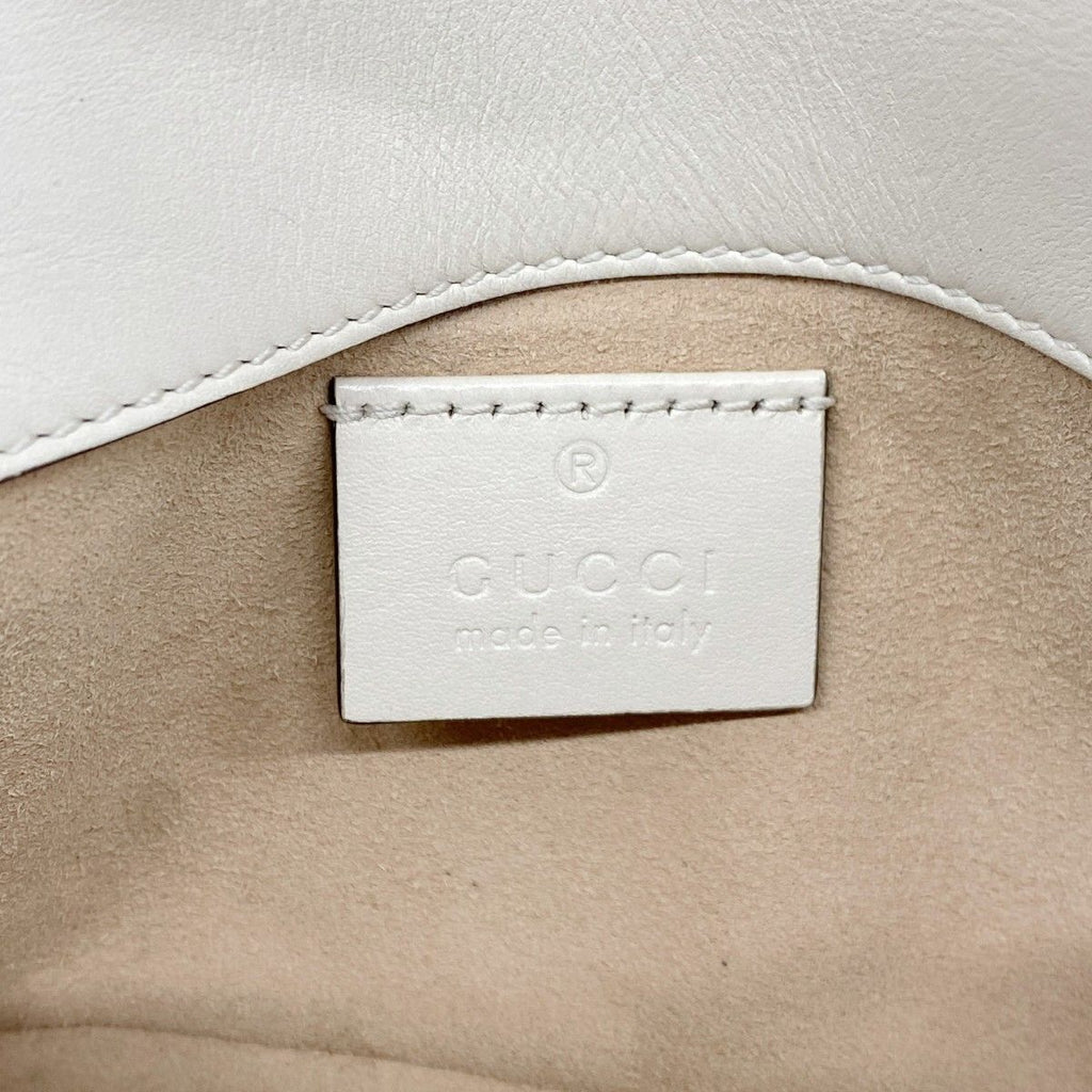 Gucci Shoulder Bag GG Marmont Leather White Gold — view 5