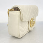 Gucci Shoulder Bag GG Marmont Leather White Gold — view 2