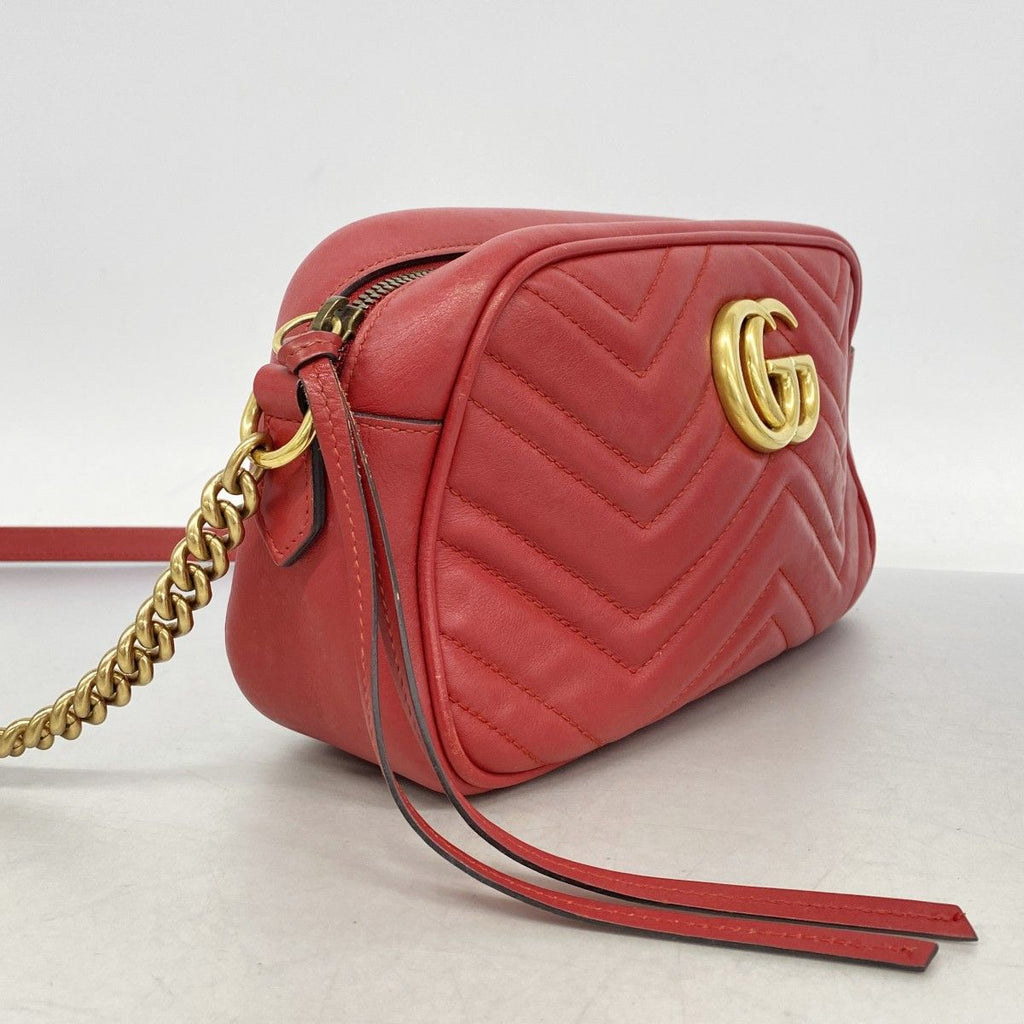 Gucci Shoulder Bag GG Marmont Leather Red Gold — view 2