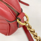 Gucci Shoulder Bag GG Marmont Leather Red Gold — view 9