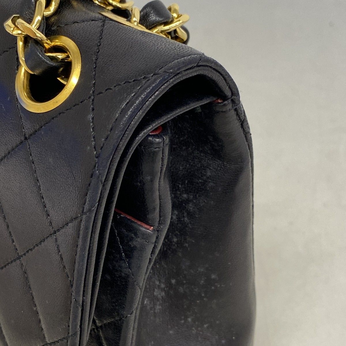 Chanel Shoulder Bag Quilted Lambskin Black Gold — view 8