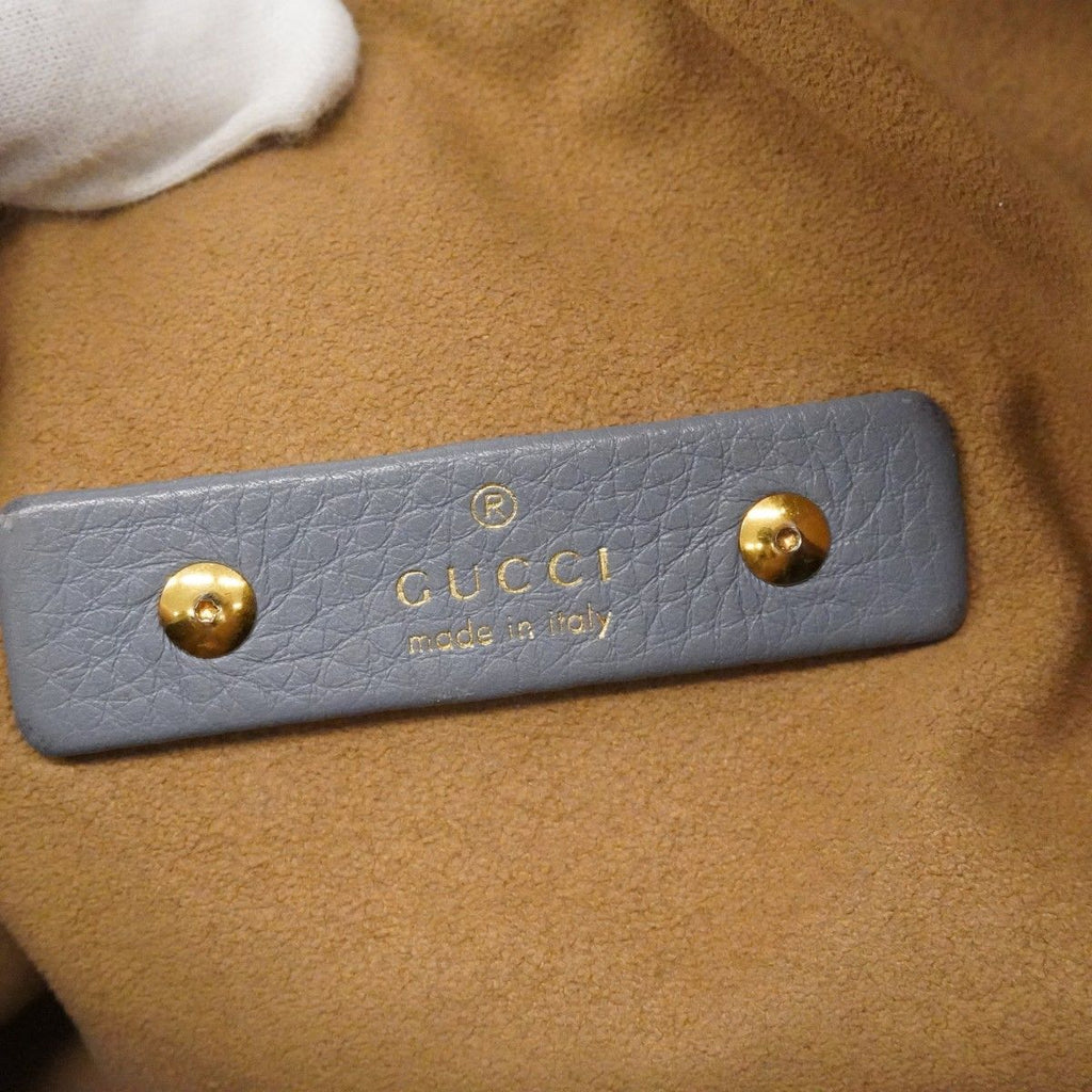 Gucci Shoulder Bag Soft Bit Leather Blue Gold — view 5