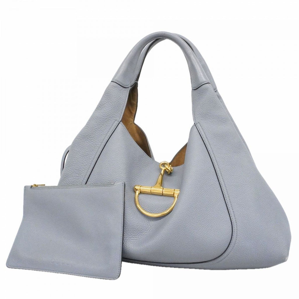 Gucci Shoulder Bag Soft Bit Leather Blue Gold