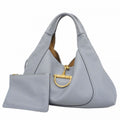 Gucci Shoulder Bag Soft Bit Leather Blue Gold