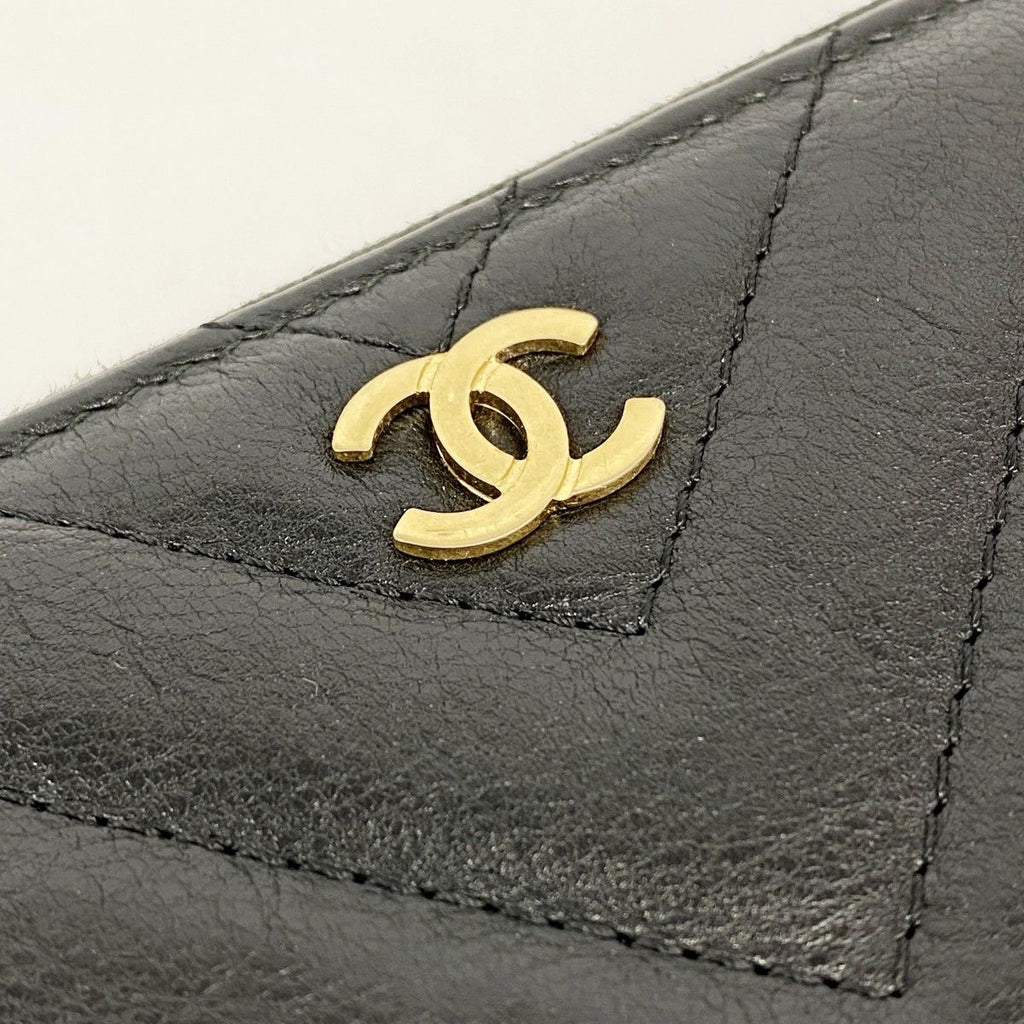 Chanel Wallet Che Blanc Leather Black Gold — view 8