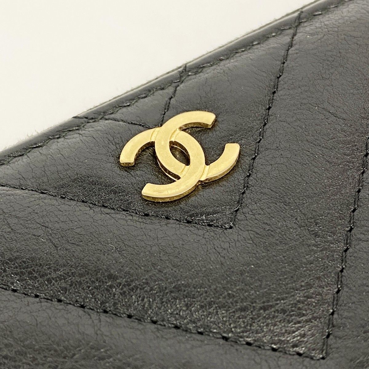 Chanel Wallet Che Blanc Leather Black Gold — view 8