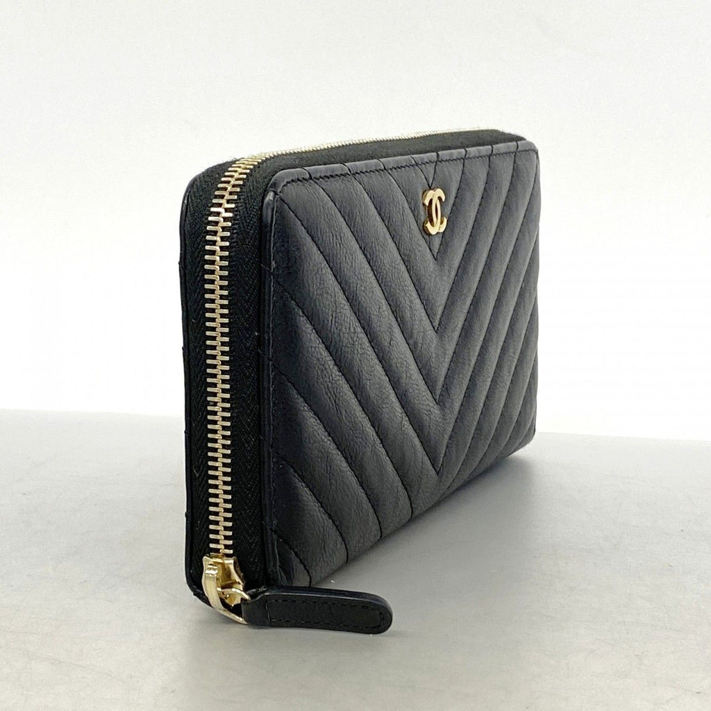 Chanel Wallet Che Blanc Leather Black Gold — view 2
