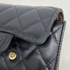 Chanel Trifold Wallet Quilted Lambskin Black Gold — view 7