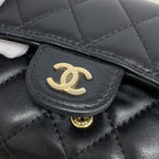 Chanel Trifold Wallet Quilted Lambskin Black Gold — view 8