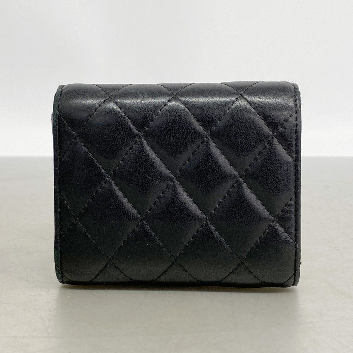 Chanel Trifold Wallet Quilted Lambskin Black Gold — view 9