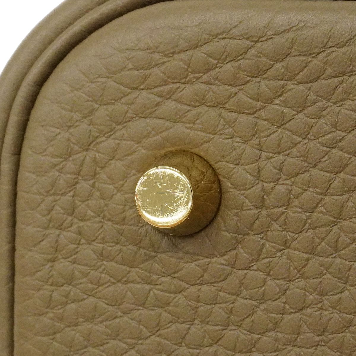 Hermes Handbag Picotin Lock MM Taurillon Clemence Etoupe Gold — view 6