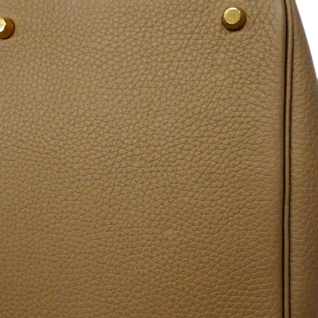 Hermes Handbag Picotin Lock MM Taurillon Clemence Etoupe Gold — view 7