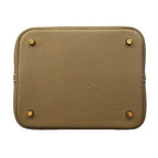 Hermes Handbag Picotin Lock MM Taurillon Clemence Etoupe Gold — view 3