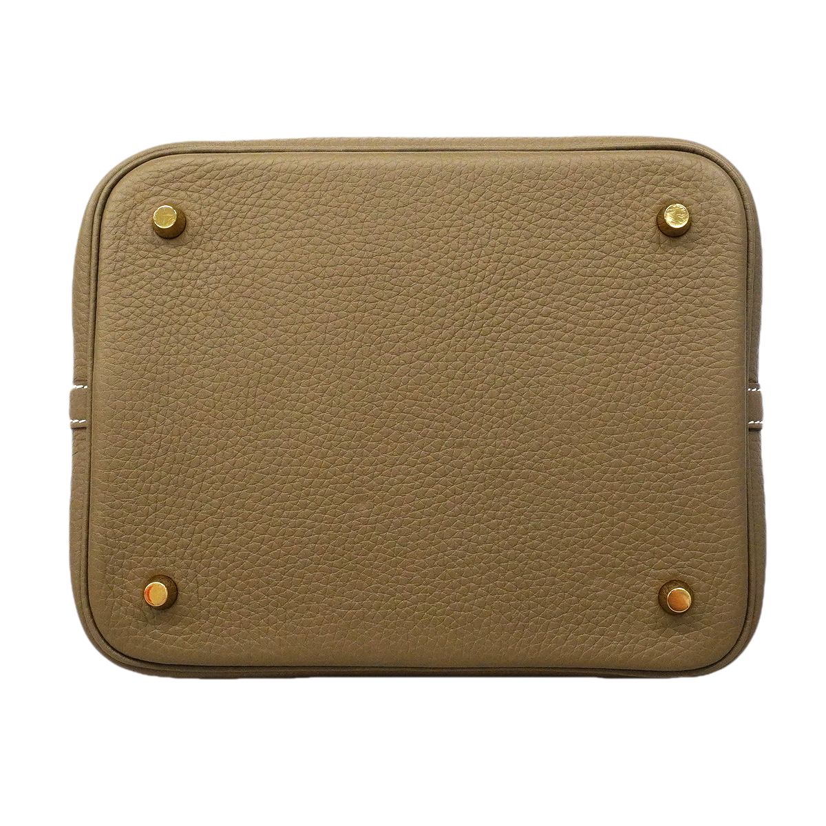 Hermes Handbag Picotin Lock MM Taurillon Clemence Etoupe Gold — view 3