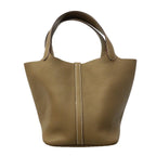 Hermes Handbag Picotin Lock MM Taurillon Clemence Etoupe Gold — view 8