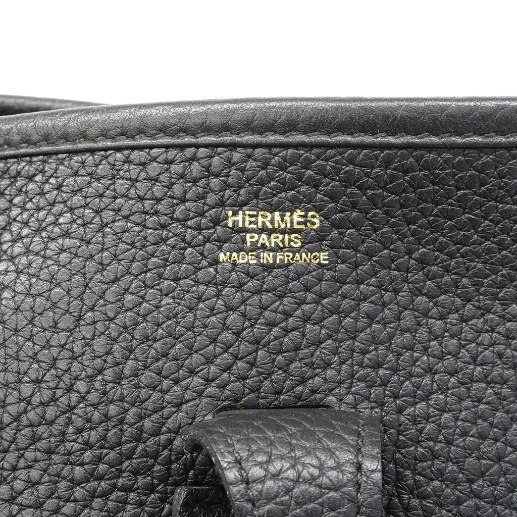 Hermes Shoulder Bag Evelyne Taurillon Clemence Black Gold — view 5