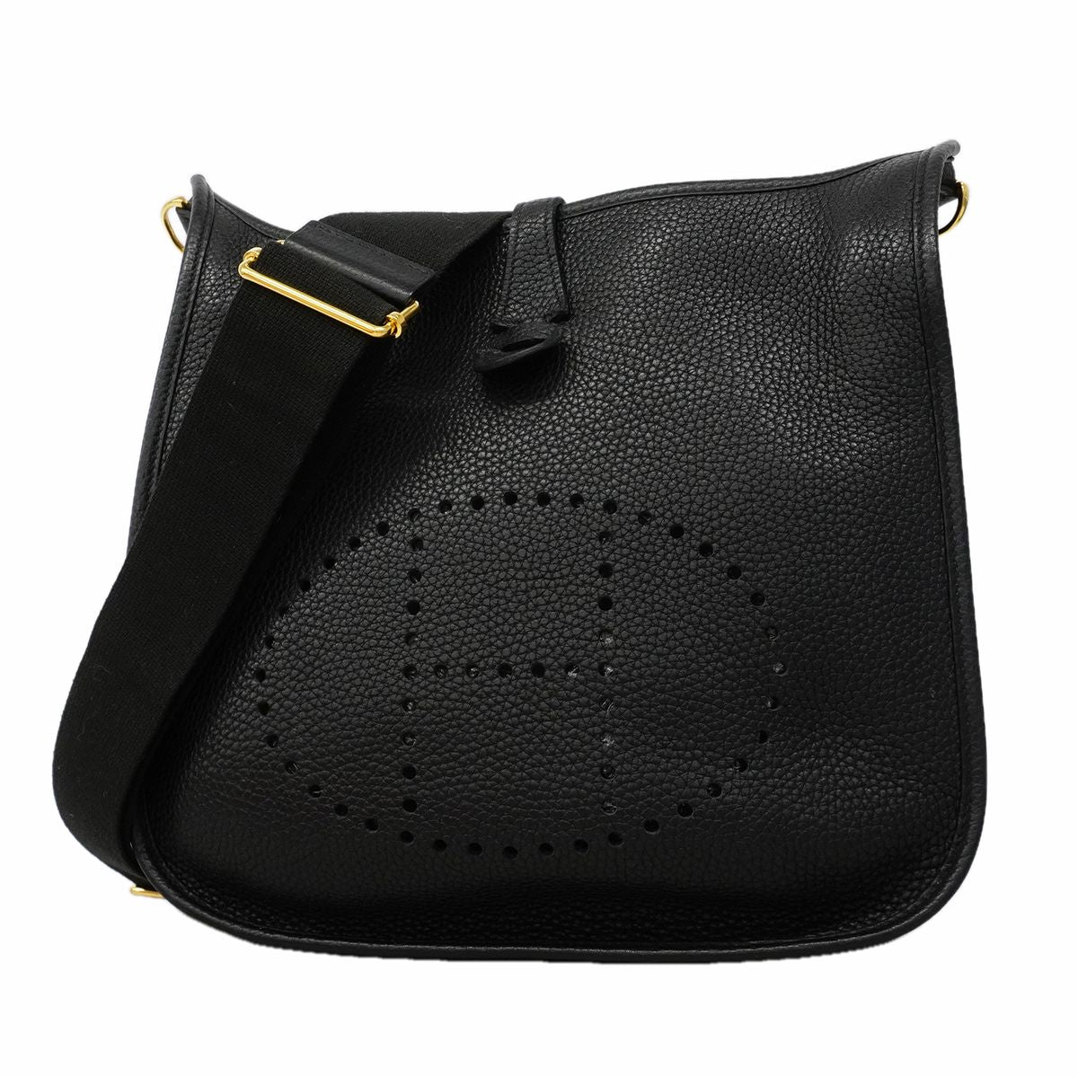 Hermes Shoulder Bag Evelyne Taurillon Clemence Black Gold