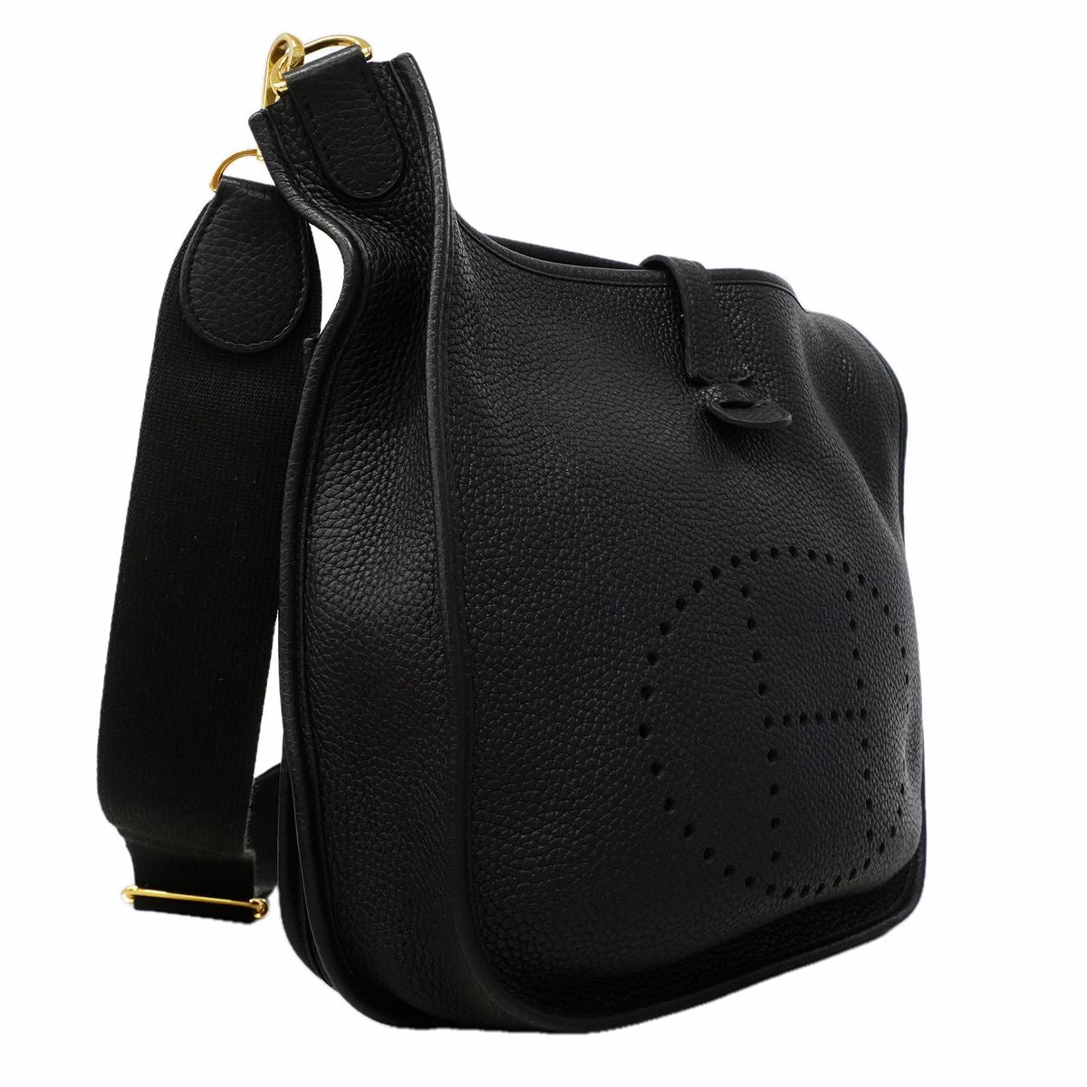Hermes Shoulder Bag Evelyne Taurillon Clemence Black Gold — view 2