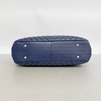Chanel Chain Tote Stitch Lambskin Navy Silver — view 3