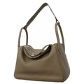 Hermes Handbag Lindy 30 Taurillon Clemence Etoupe Silver 2-Way
