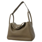 Hermes Handbag Lindy 30 Taurillon Clemence Etoupe Silver 2-Way