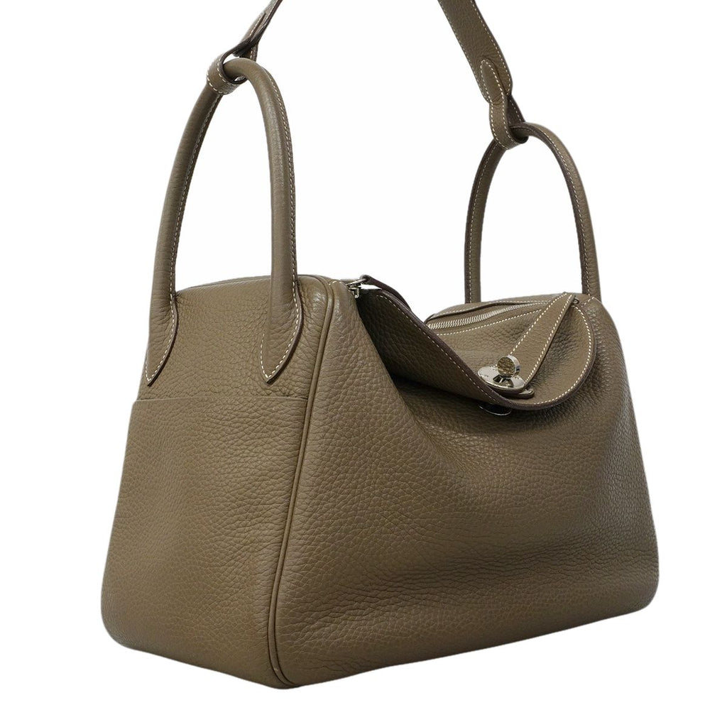Hermes Handbag Lindy 30 Taurillon Clemence Etoupe Silver 2-Way — view 2
