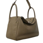 Hermes Handbag Lindy 30 Taurillon Clemence Etoupe Silver 2-Way — view 2