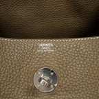 Hermes Handbag Lindy 30 Taurillon Clemence Etoupe Silver 2-Way — view 5
