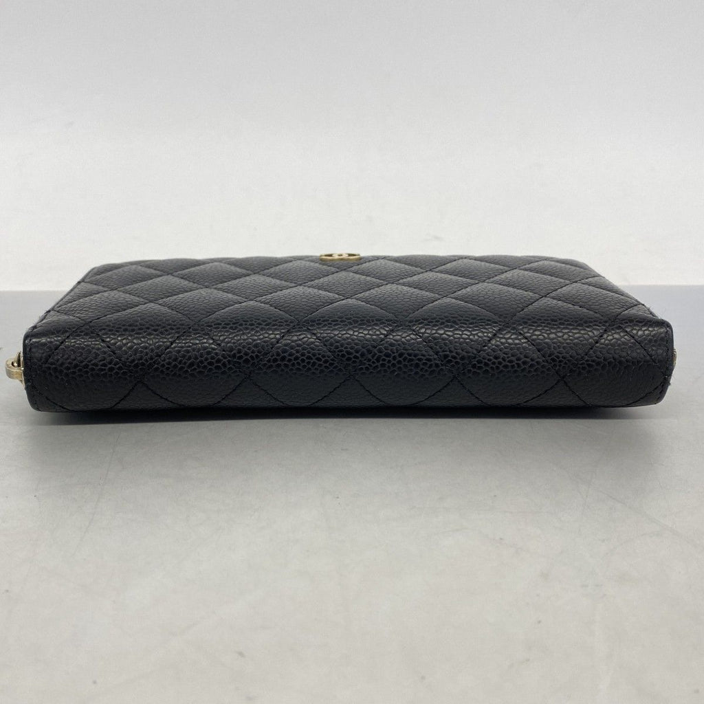 Chanel Wallet Quilted Caviar Leather Black Gold — view 2