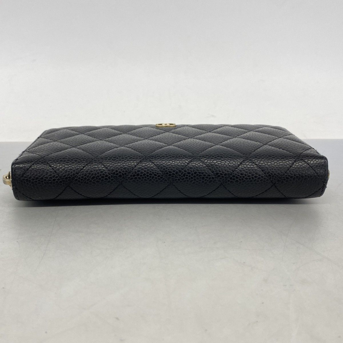 Chanel Wallet Quilted Caviar Leather Black Gold — view 2