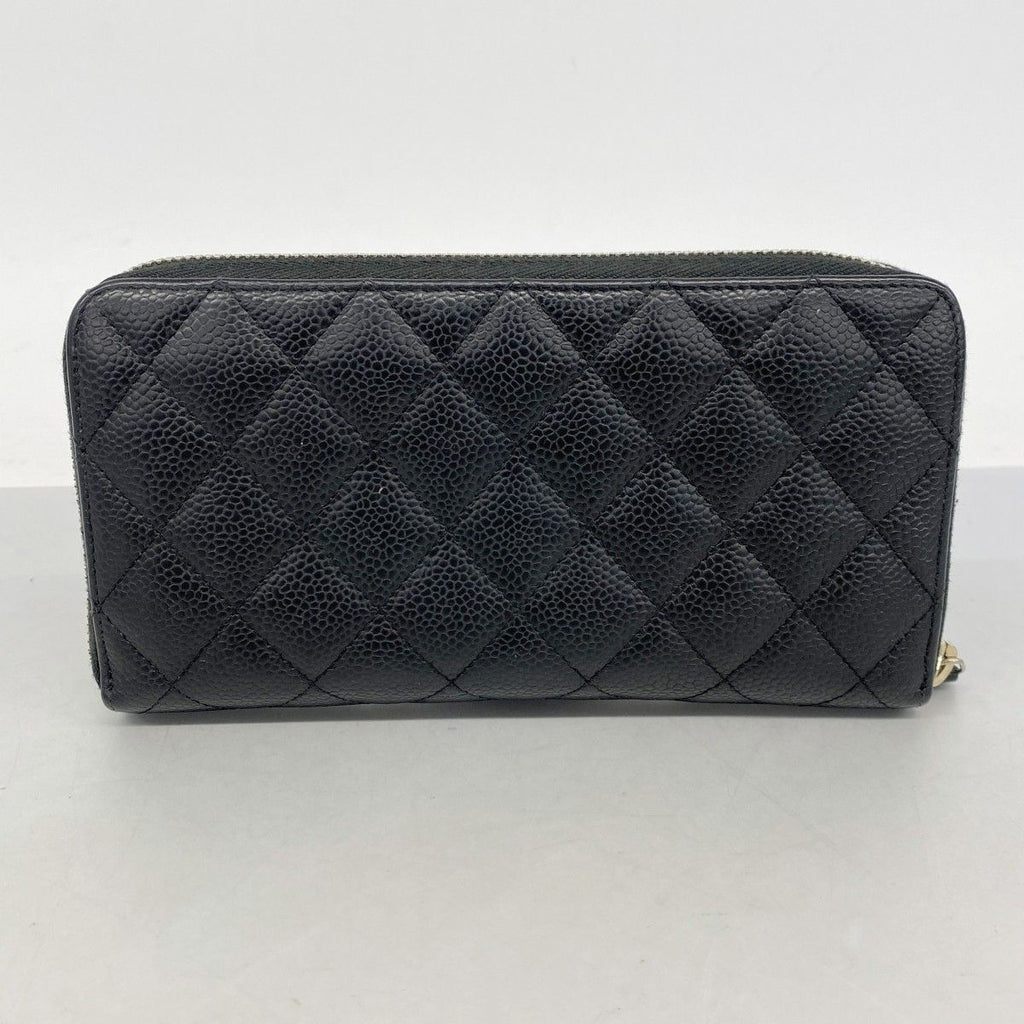 Chanel Wallet Quilted Caviar Leather Black Gold — view 9