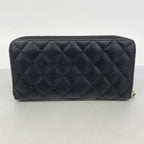Chanel Wallet Quilted Caviar Leather Black Gold — view 9