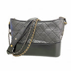 Chanel Shoulder Bag Gabrielle Calfskin Black Gold Silver