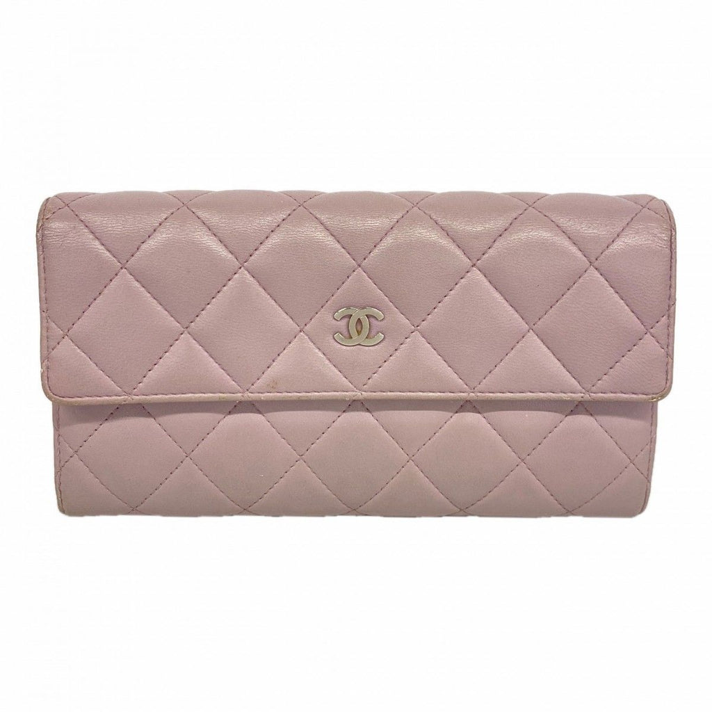 Chanel Wallet Quilted Lambskin Light Purple Silver