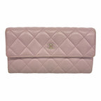 Chanel Wallet Quilted Lambskin Light Purple Silver