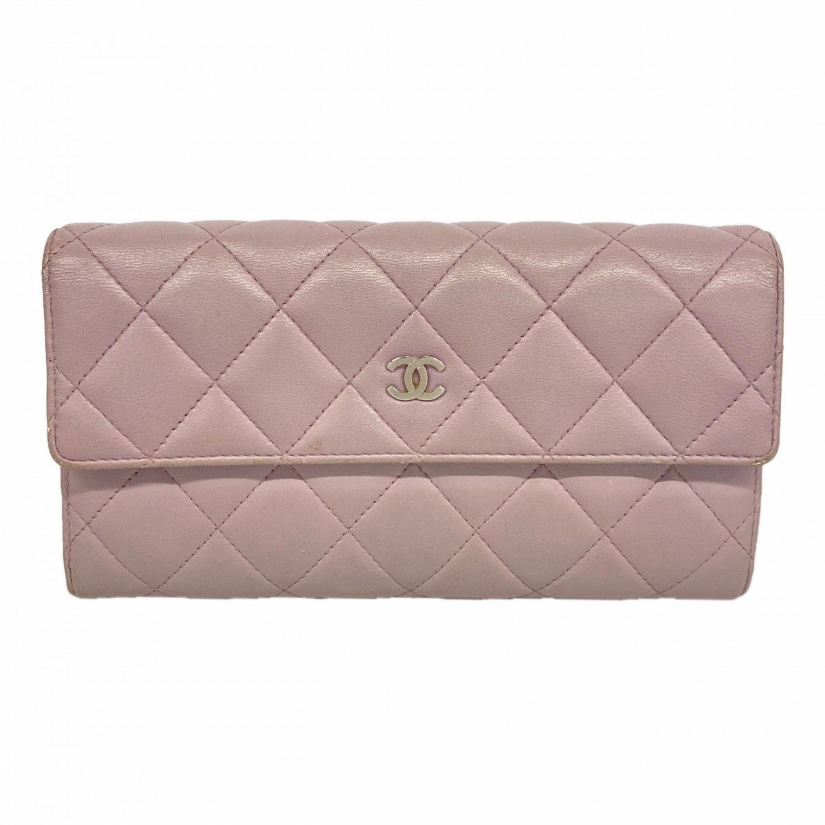 Chanel Wallet Quilted Lambskin Light Purple Silver