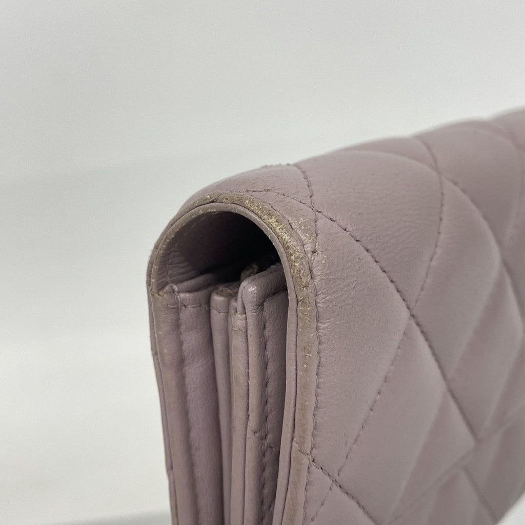 Chanel Wallet Quilted Lambskin Light Purple Silver — view 6