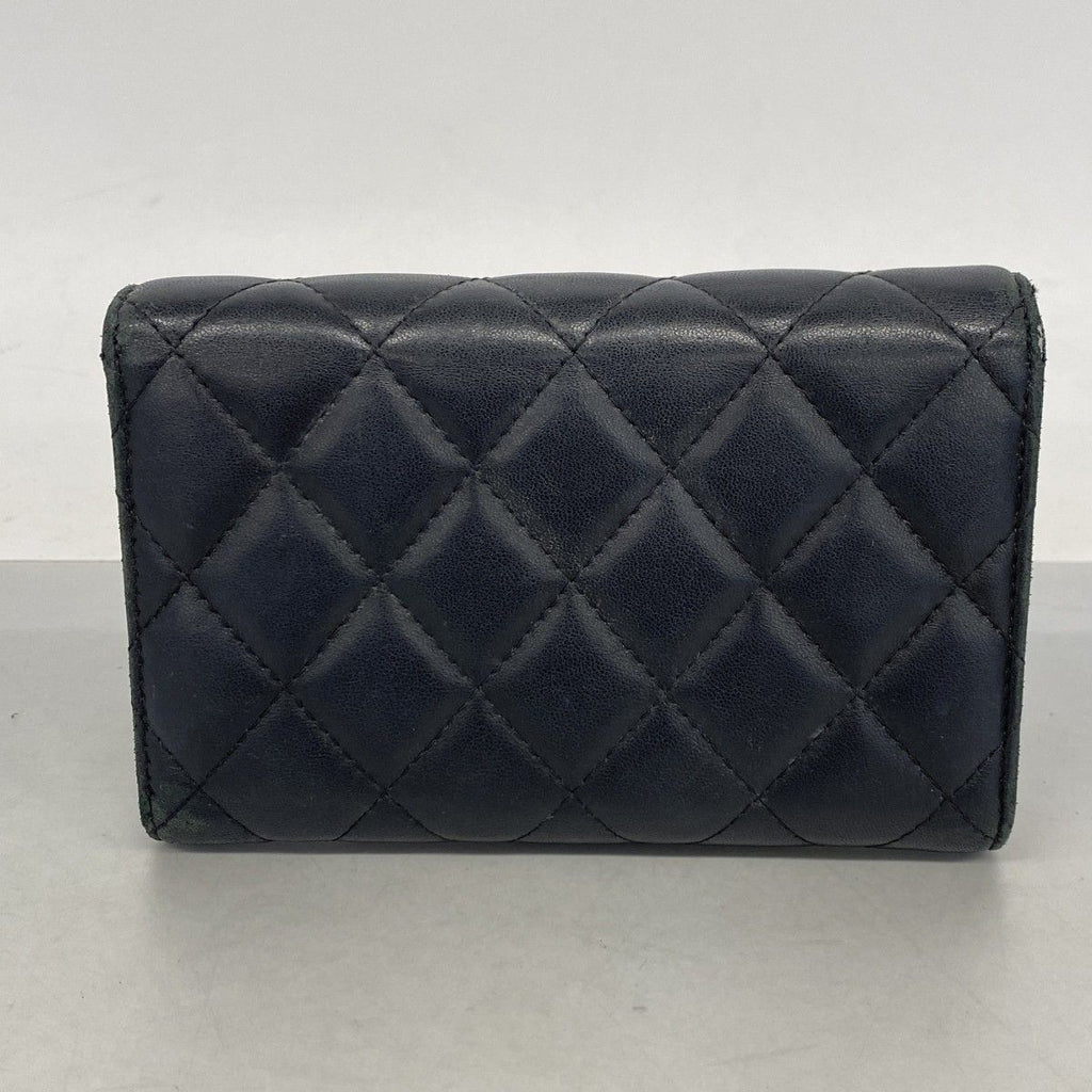 Chanel Trifold Wallet Quilted Lambskin Black Silver — view 9