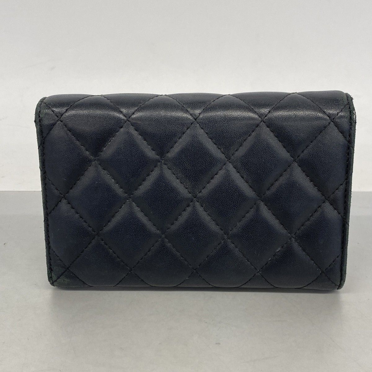 Chanel Trifold Wallet Quilted Lambskin Black Silver — view 9