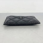 Chanel Card Case Quilted Leather Black Silver — view 2