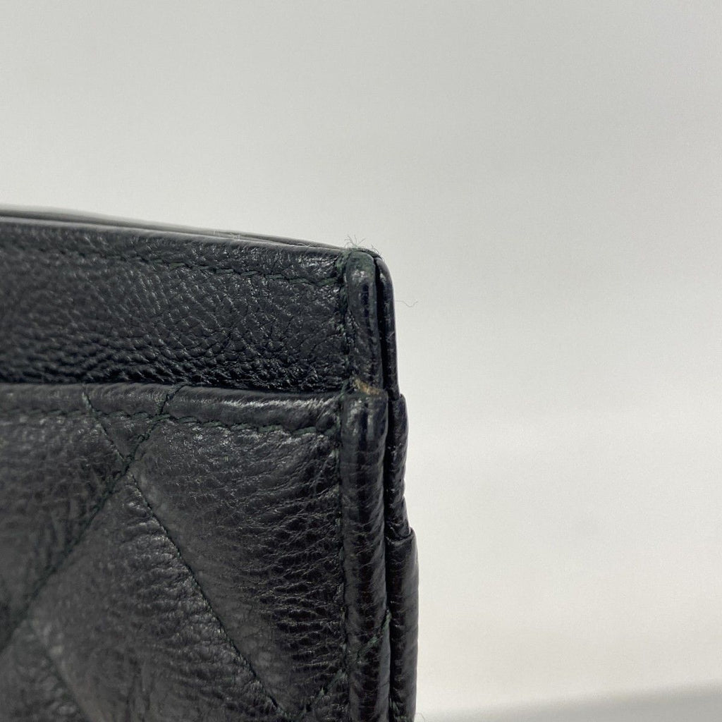 Chanel Card Case Quilted Leather Black Silver — view 6